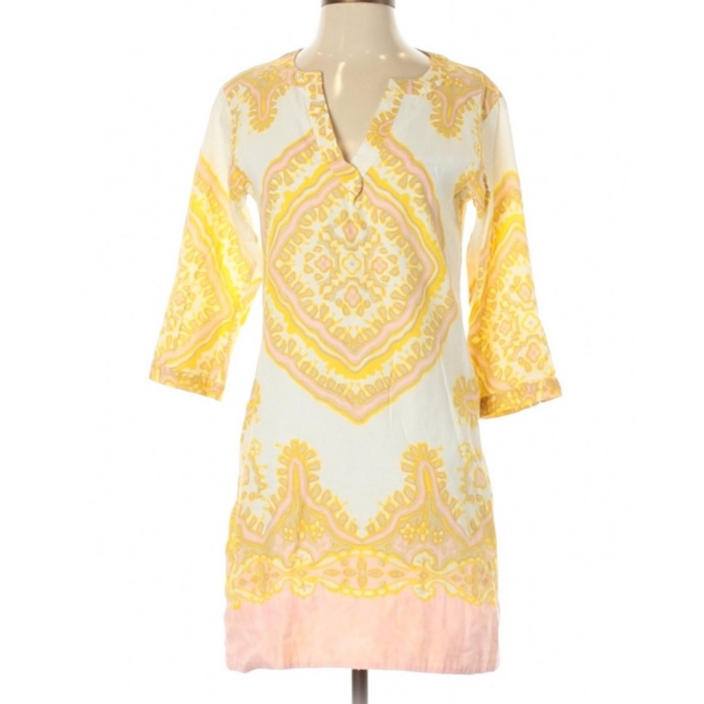 J. Crew Yellow Pink Linen Summer Dress
